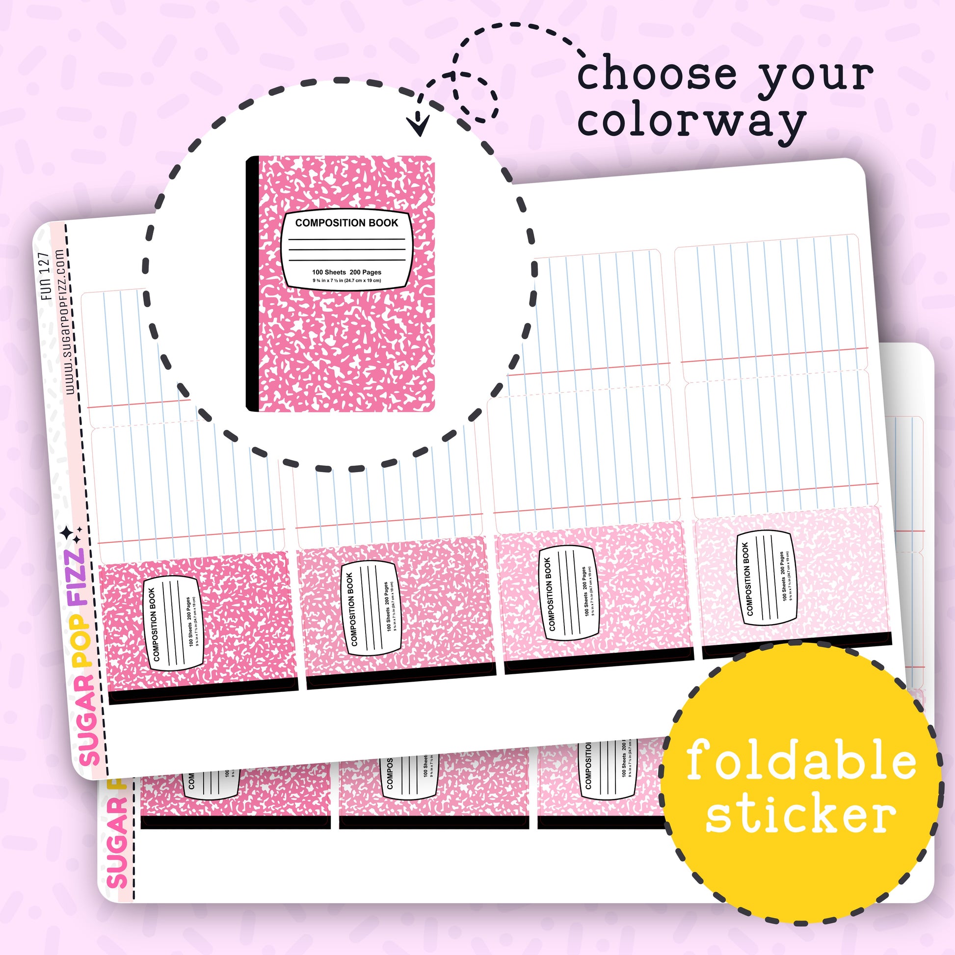 Compotition Notebook Sticker FOLDABLE Composition Notebook Functional Stickers (LARGE) - FUN127 ...