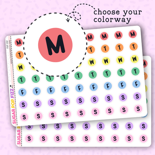 Days of the Week Circle Functional Stickers (SMALL) - FUN132