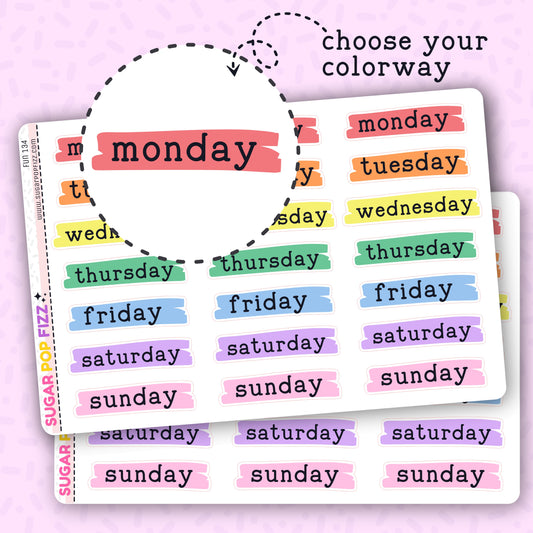 Days of the Week Functional Stickers - FUN134