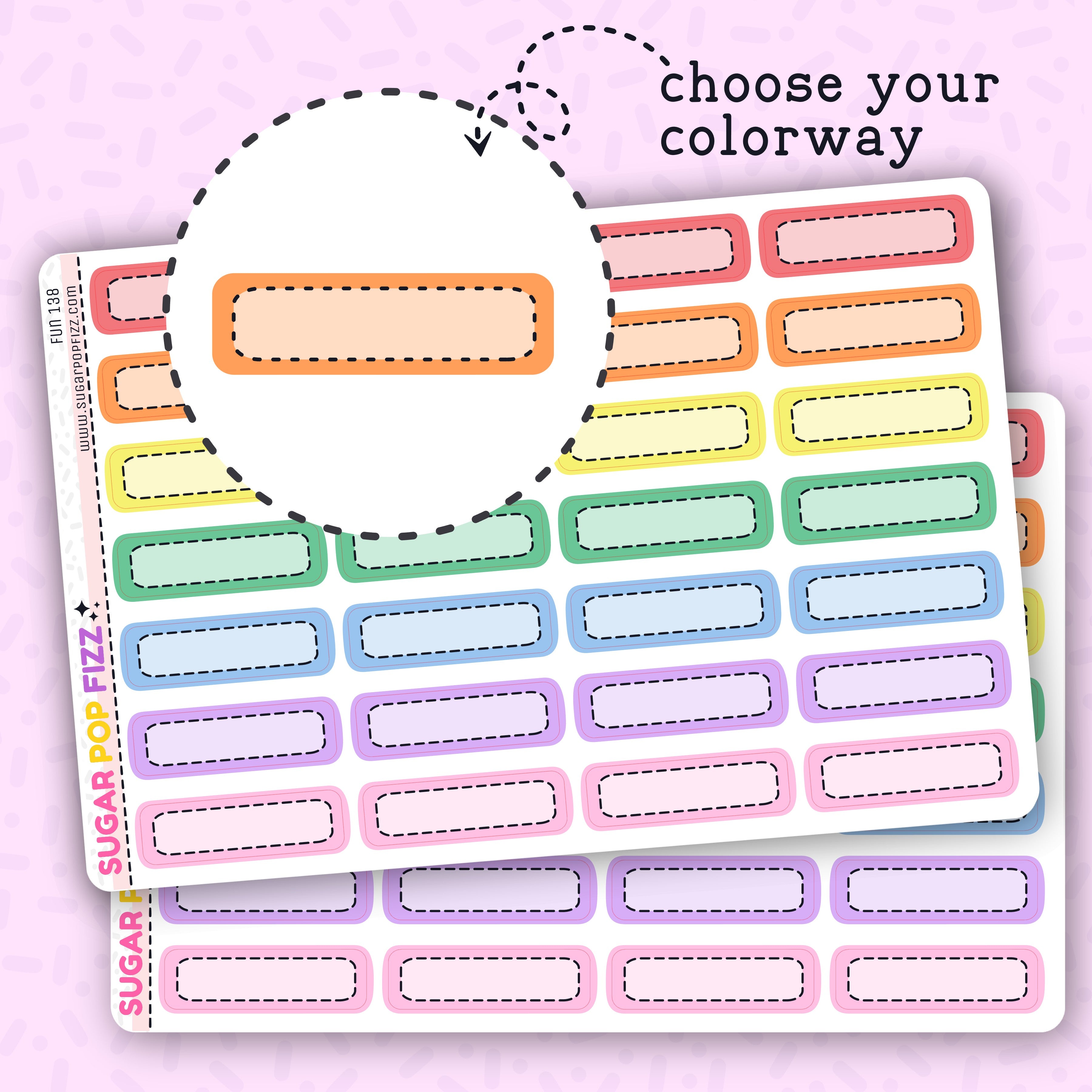 Box Length Stickers Rounded 1/4 Boxes Functional Stickers (2 sizes) - FUN138 – Sugar Pop Fizz