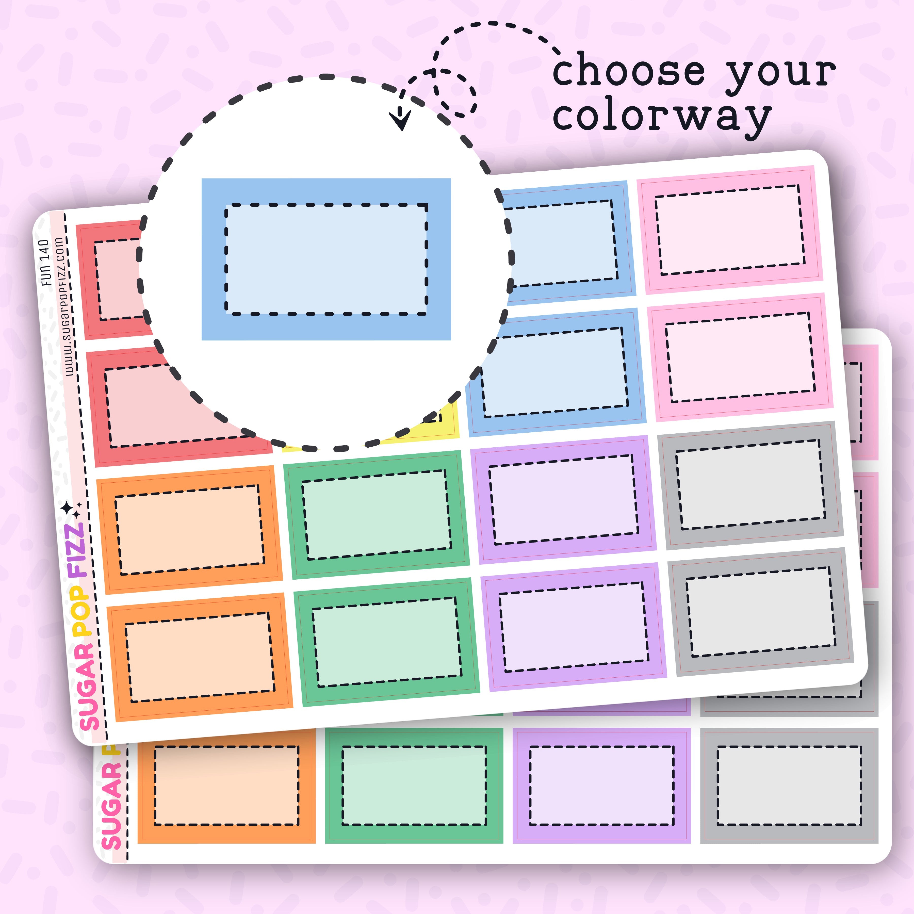 Square Box Stickers Squared 1/2 Boxes Functional Stickers (2 sizes) - FUN140 – Sugar Pop Fizz