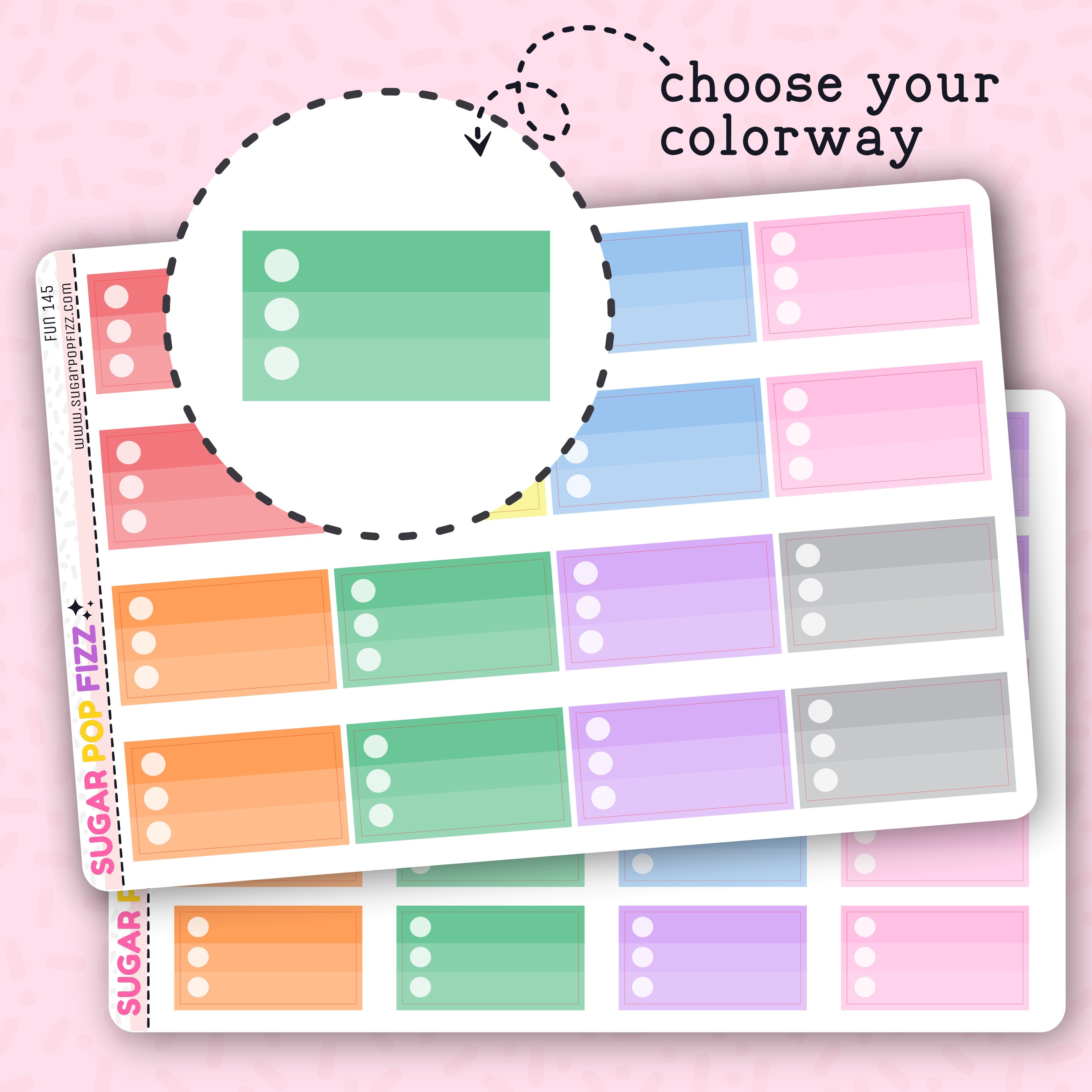 Fun Check Off Sticker 3 Checklist Box Functional Stickers (2 sizes) - FUN145 – Sugar Pop Fizz