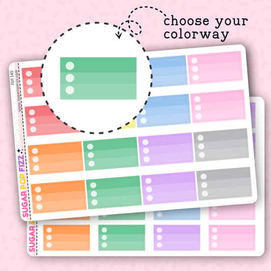 3 Checklist Box Functional Stickers (2 sizes) - FUN145