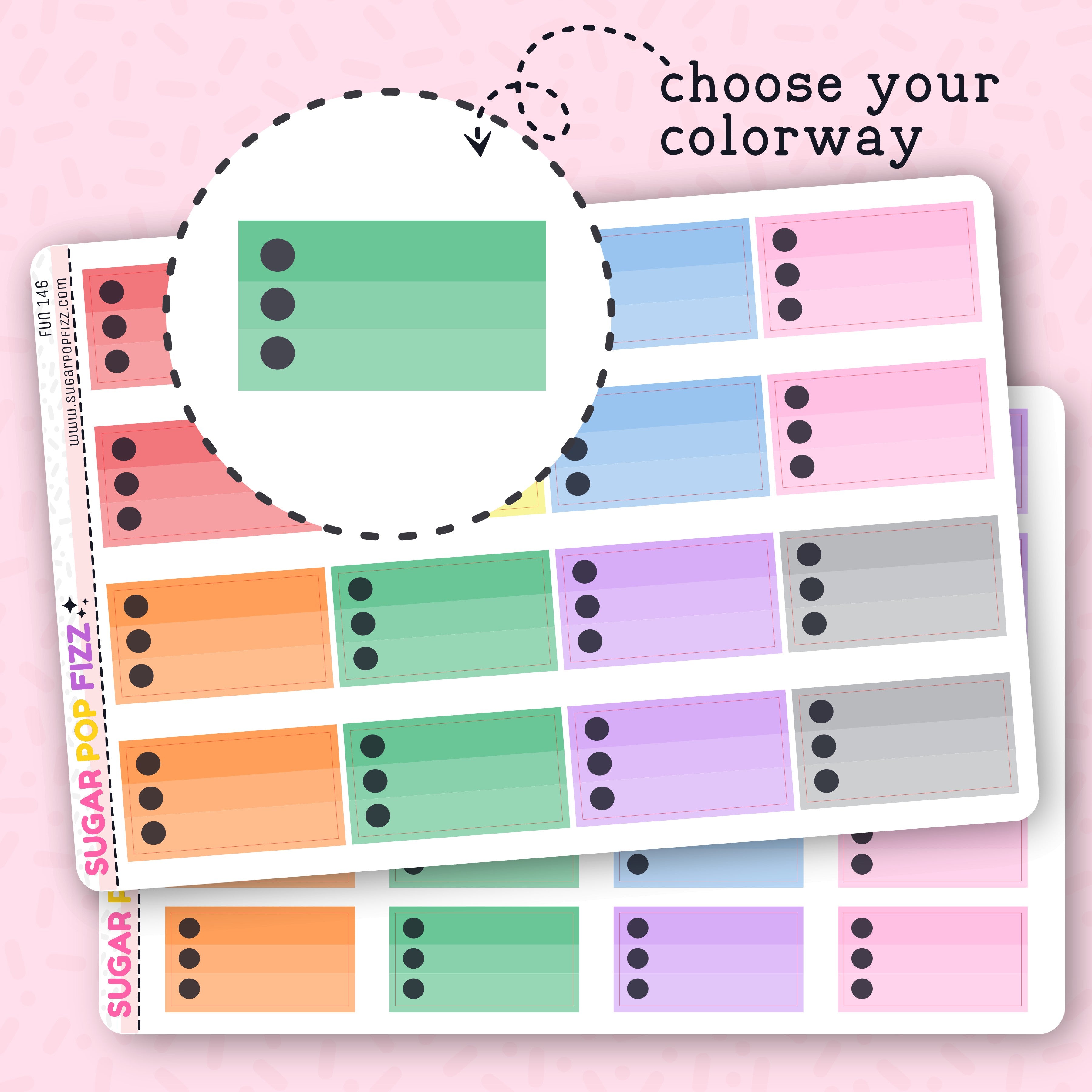Fun Check Off Sticker 3 Checklist Box Functional Stickers (BLACK) (2 sizes) - FUN146 – Sugar ...