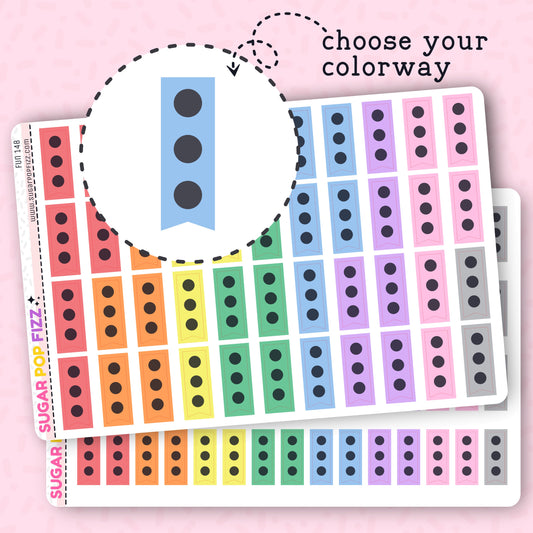 3 Checklist Banner Functional Stickers (BLACK) (2 sizes) - FUN148