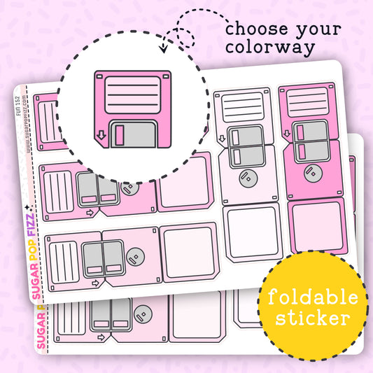 FOLDABLE Floppy Disk Box Functional Stickers (LARGE) - FUN152a