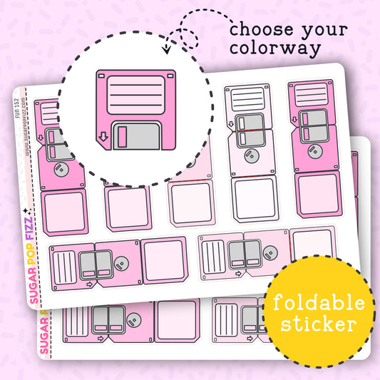 FOLDABLE Floppy Disk Box Functional Stickers - FUN152b
