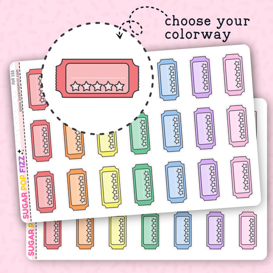 Movie Ticket Boxes Functional Stickers (2 sizes) - FUN155