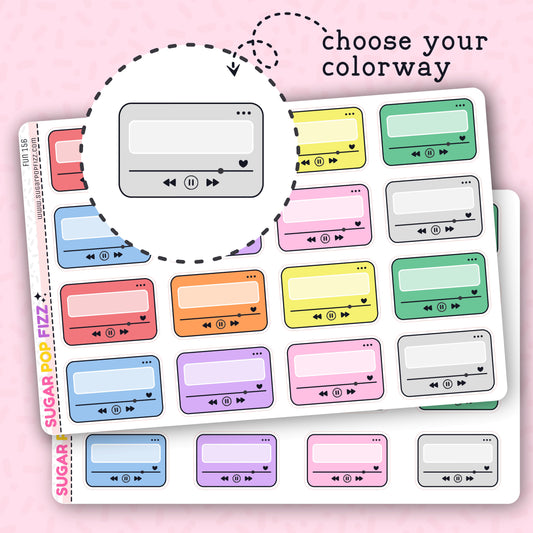 Currently Listening Boxes Functional Stickers (2 sizes) - FUN156