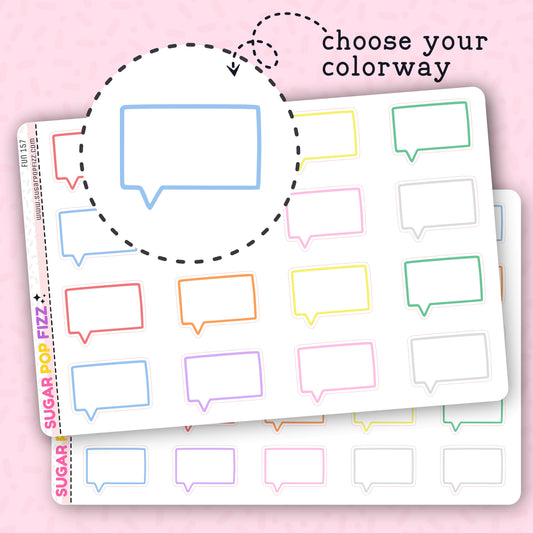 Tall Quote Boxes Functional Stickers (2 sizes) - FUN157