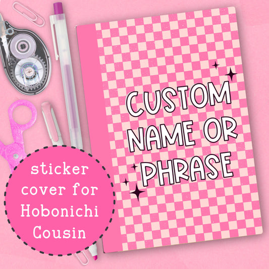 Pink Checkered - CUSTOM - Hobonichi Cousin Cover Sticker - HBCC103