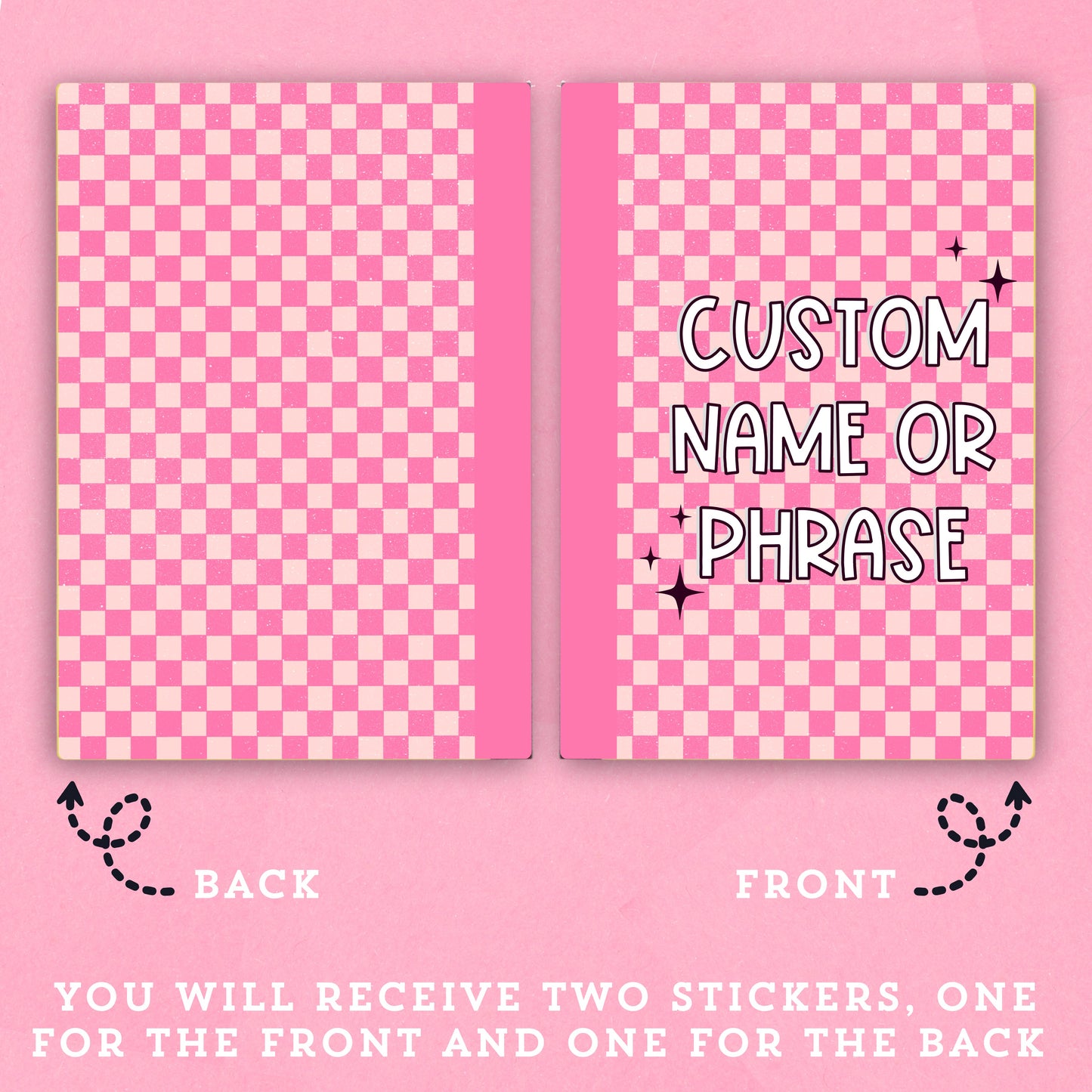 Pink Checkered - CUSTOM - Hobonichi Cousin Cover Sticker - HBCC103