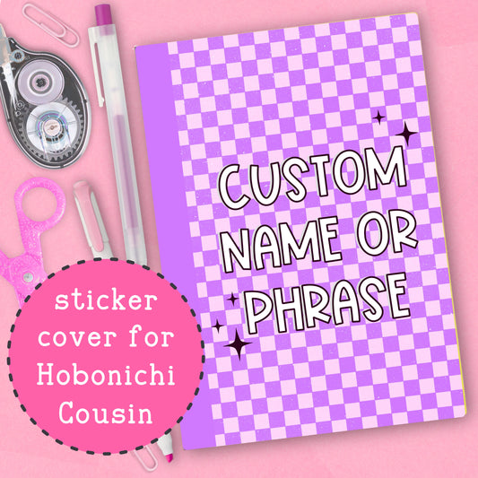 Purple Checkered - CUSTOM - Hobonichi Cousin Cover Sticker - HBCC110