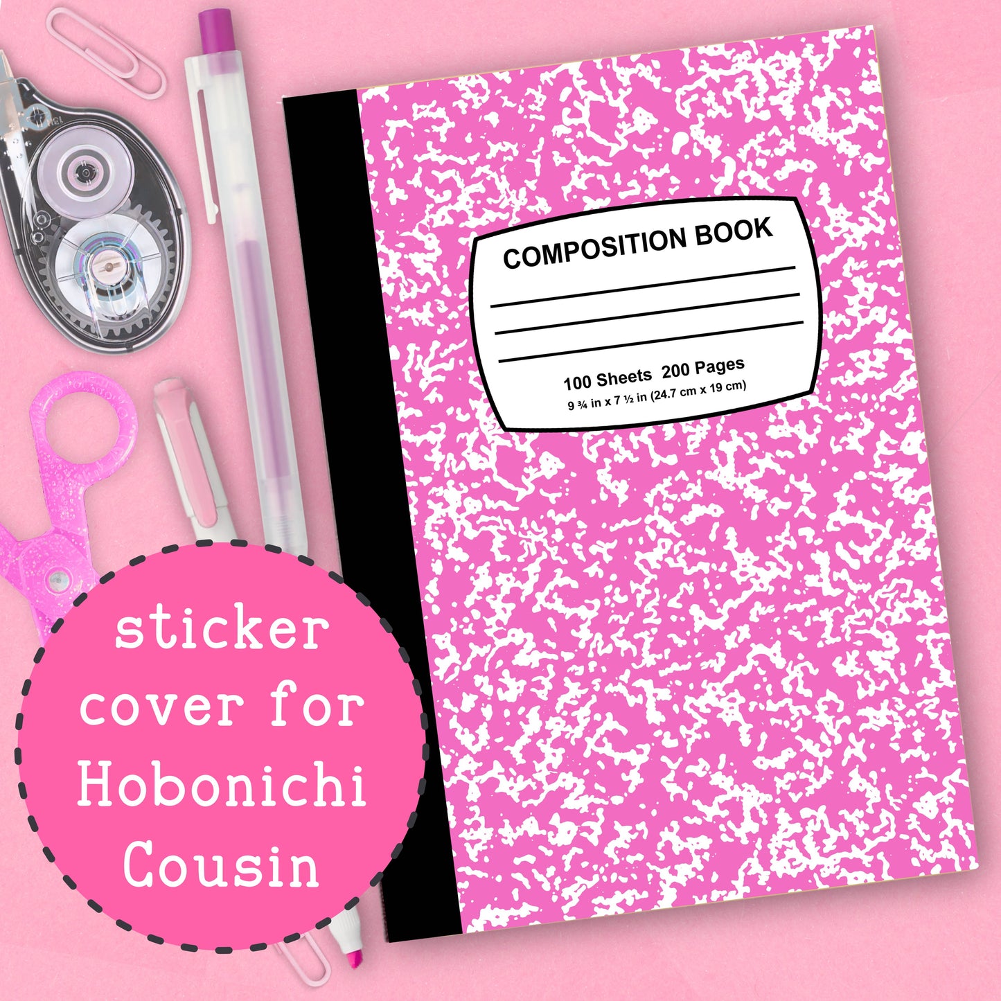 Pink Composition - Hobonichi Cousin Cover Sticker - HBCC111
