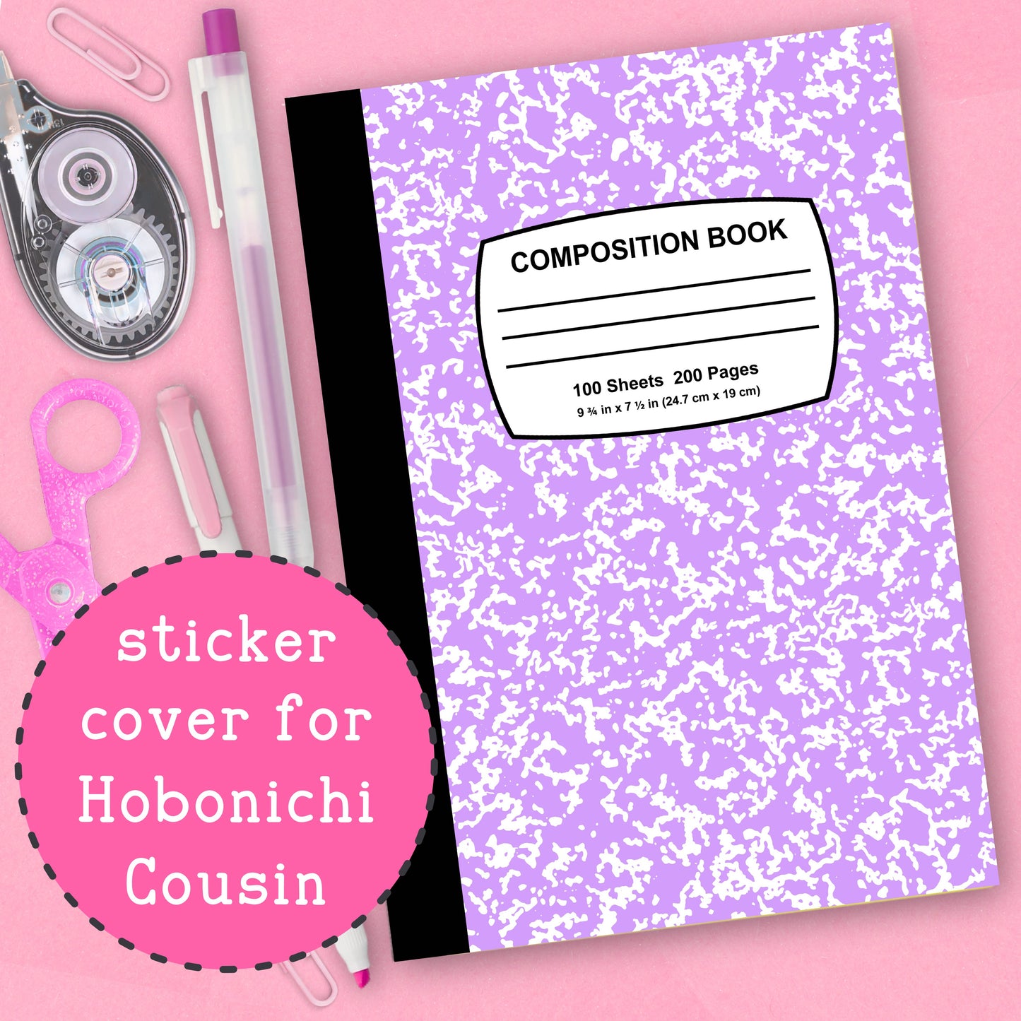 Purple Composition - Hobonichi Cousin Cover Sticker - HBCC112
