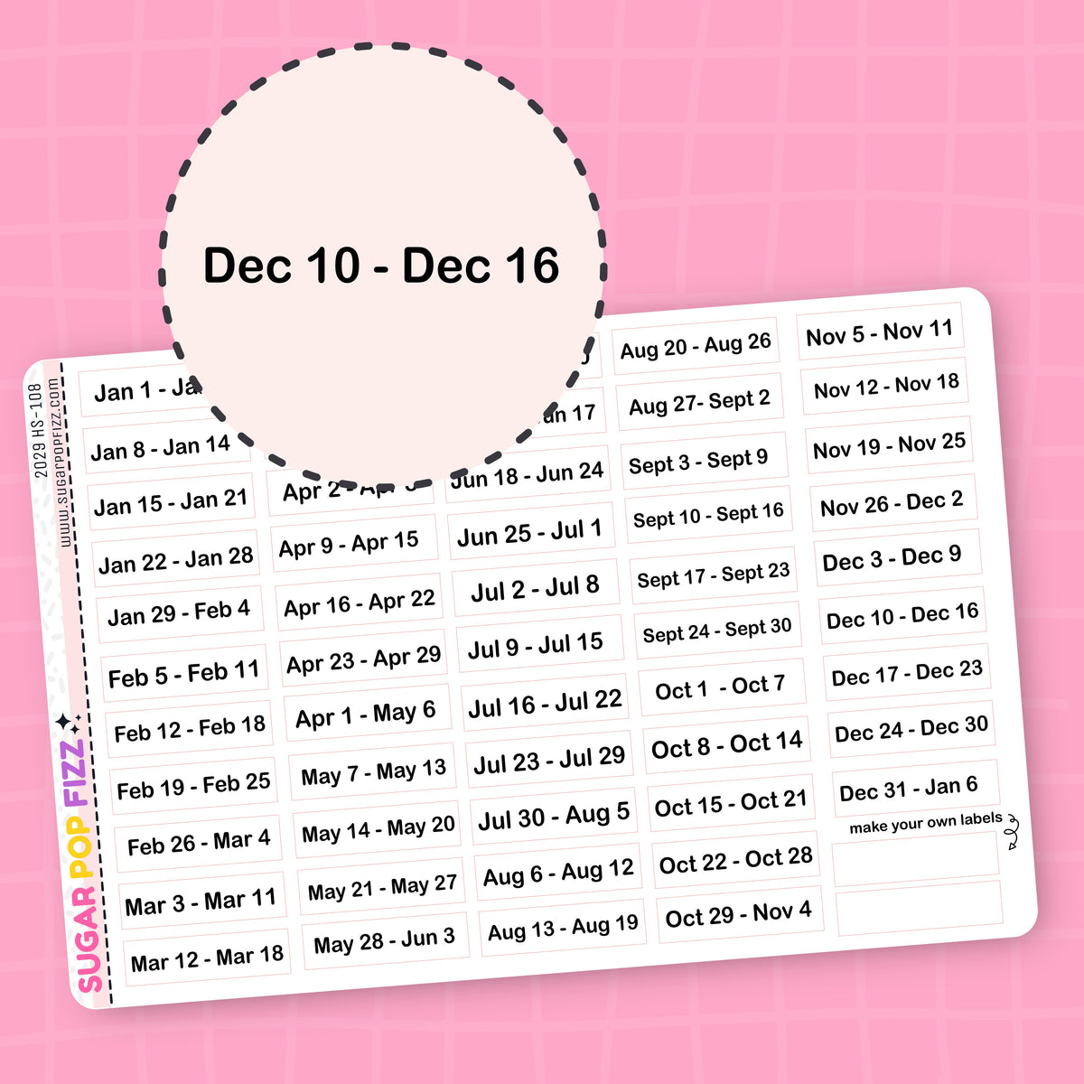 2029 Kit Planning Stickers - HS108