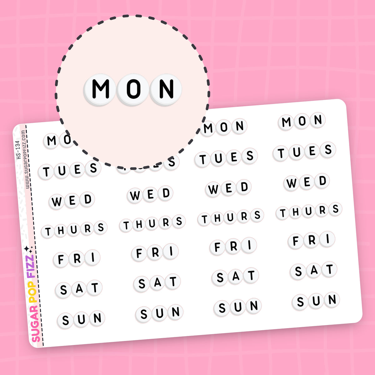 Bead Days of the Week Stickers - HS134