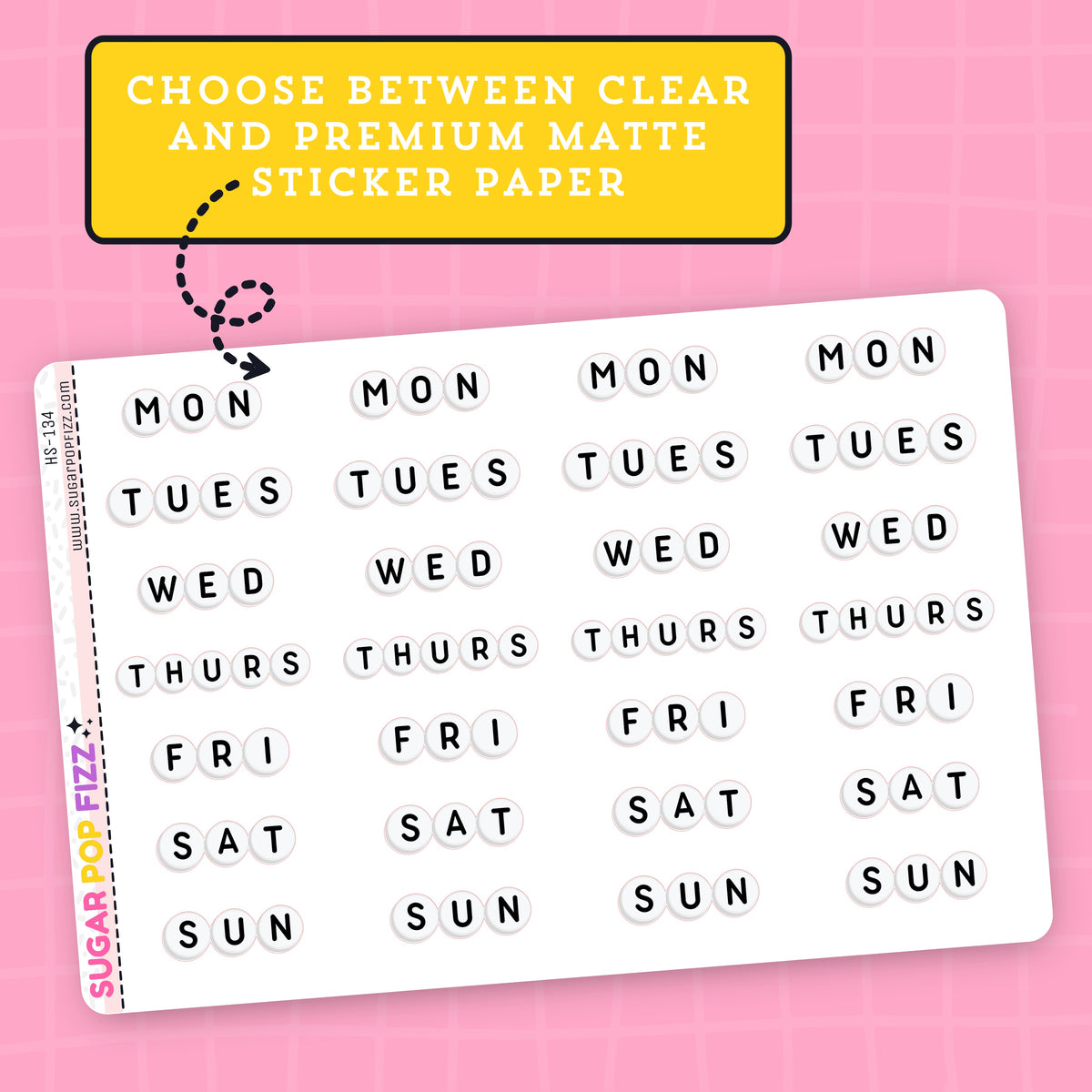 Bead Days of the Week Stickers - HS134