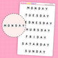 Large Bead Days of the Week Stickers - HS135