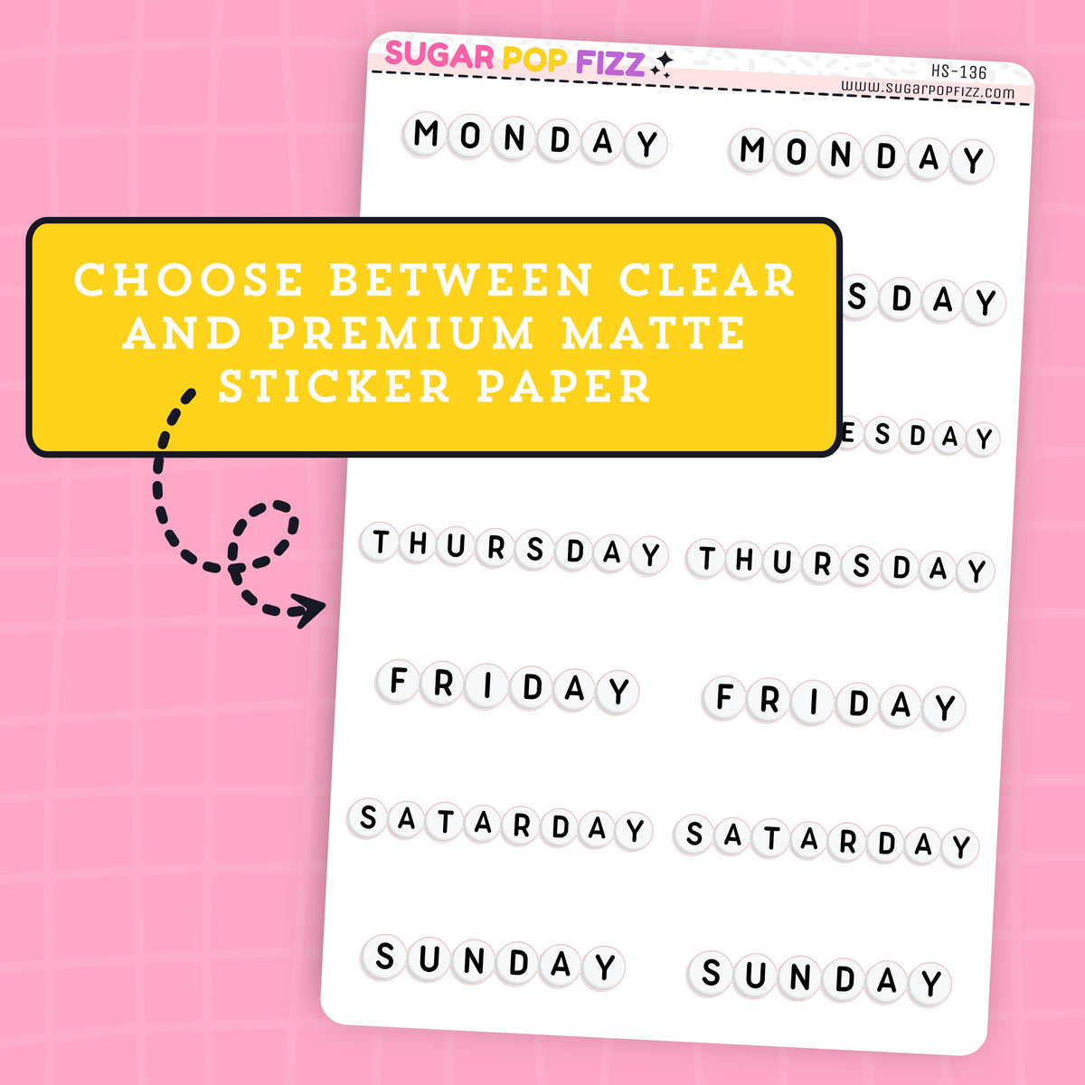 Bead Days of the Week Stickers - HS136