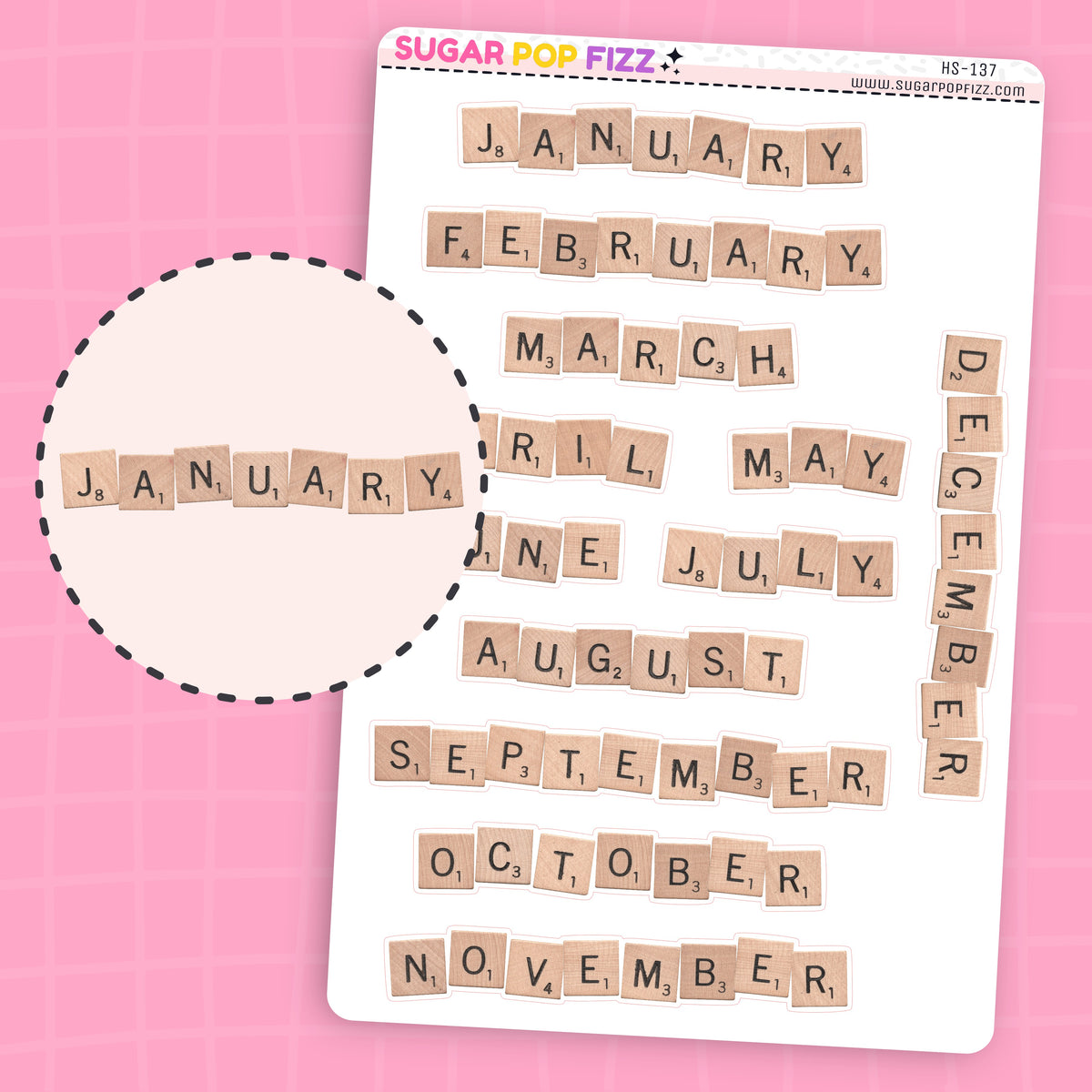 Scrabble Letters Monthly Stickers - HS137