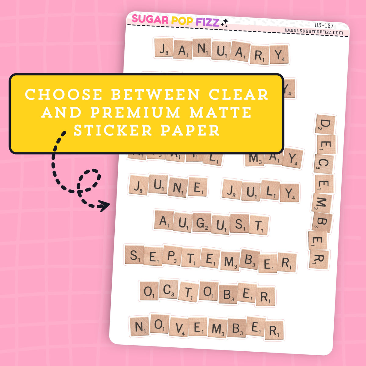 Scrabble Letters Monthly Stickers - HS137