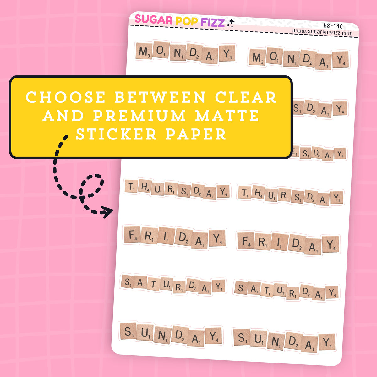 Scrabble Letters Days of the Week Stickers - HS140