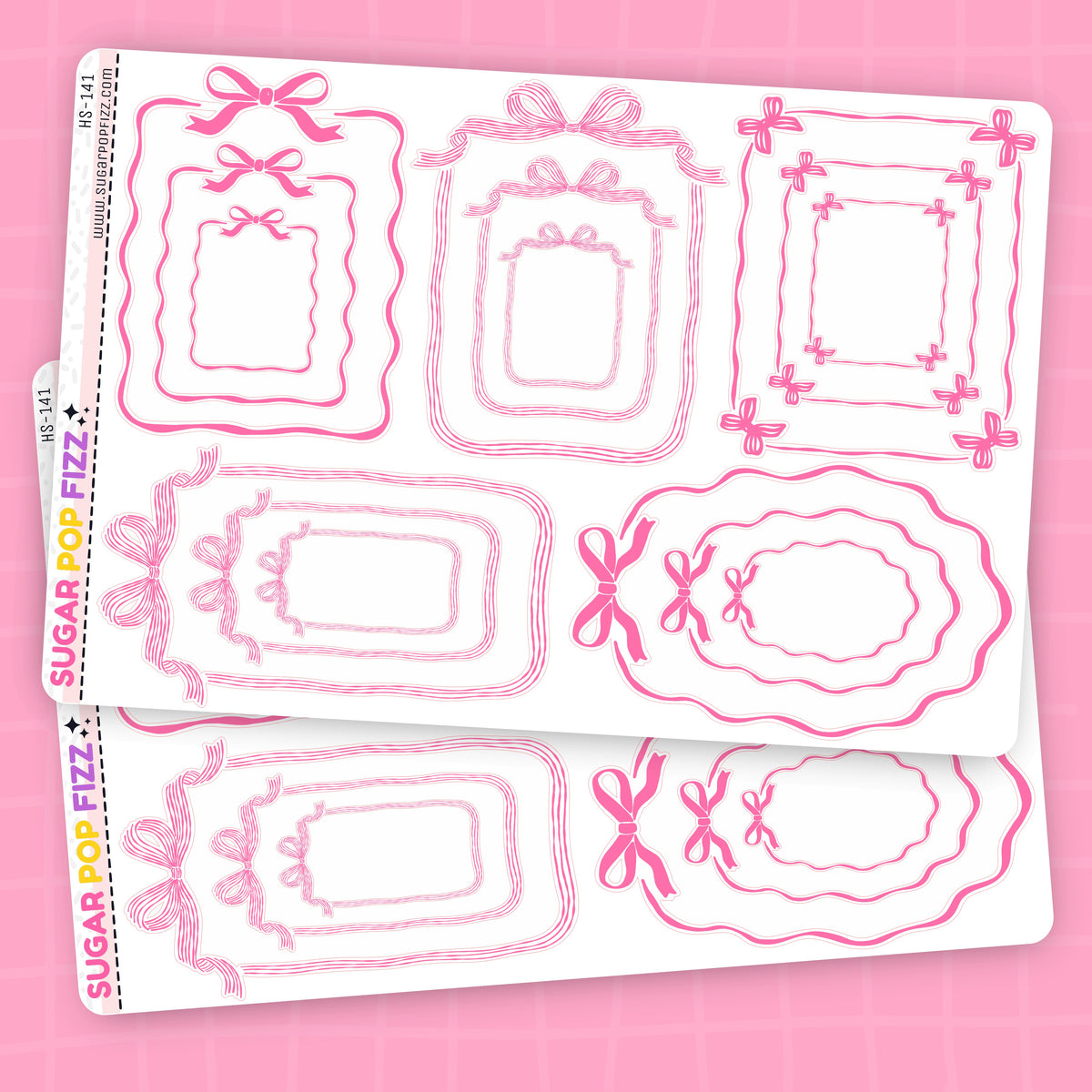 Pink Bow Frame Stickers - HS141
