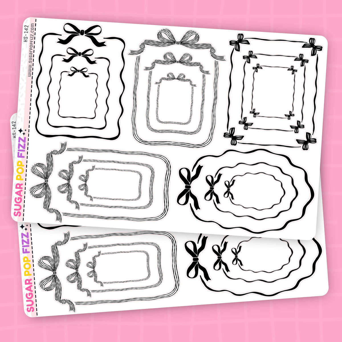 Black Bow Frame Stickers - HS142