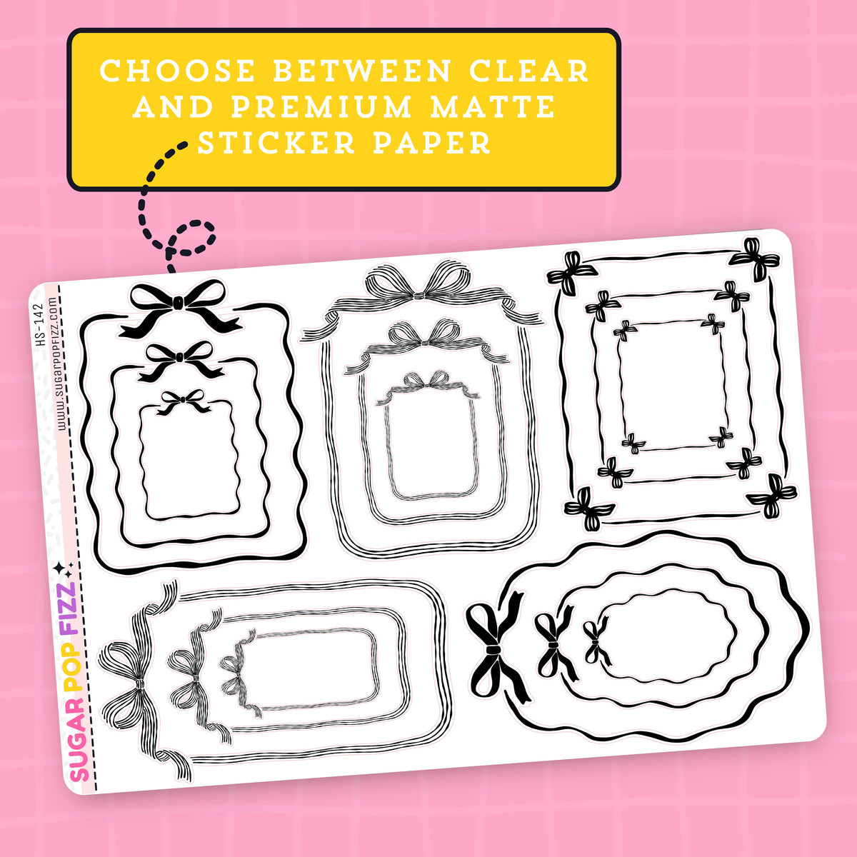 Black Bow Frame Stickers - HS142