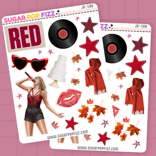 RED Journaling Deco Stickers - JD188