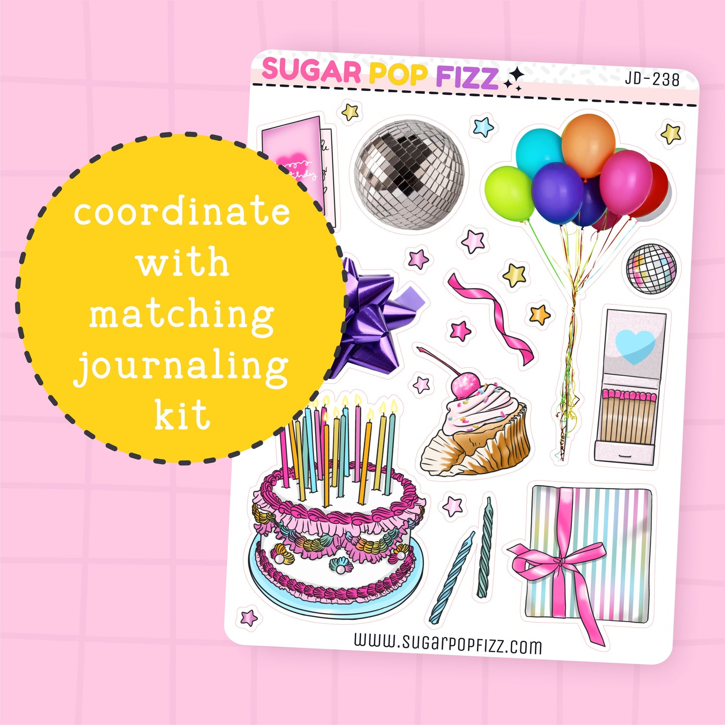 Birthday Bash Journaling Deco Stickers - JD238