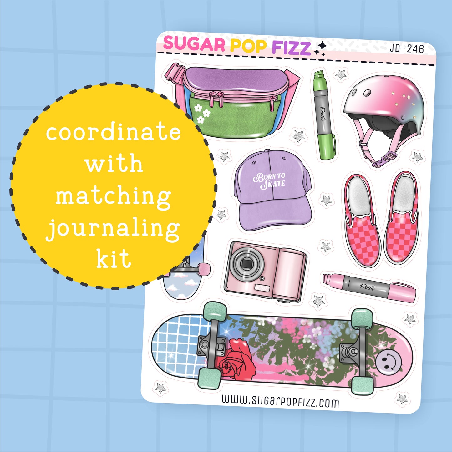 Skater Journaling Deco Stickers - JD246