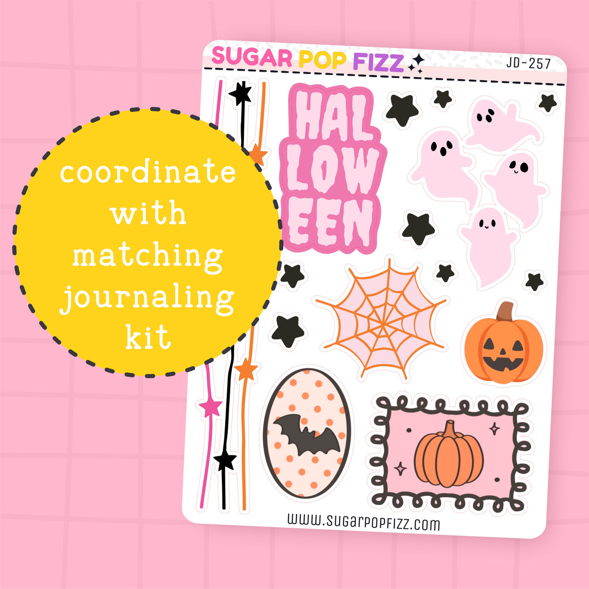 Pink Halloween Journaling Deco Stickers - JD257
