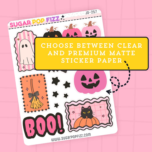 Pink Halloween Journaling Deco Stickers - JD258