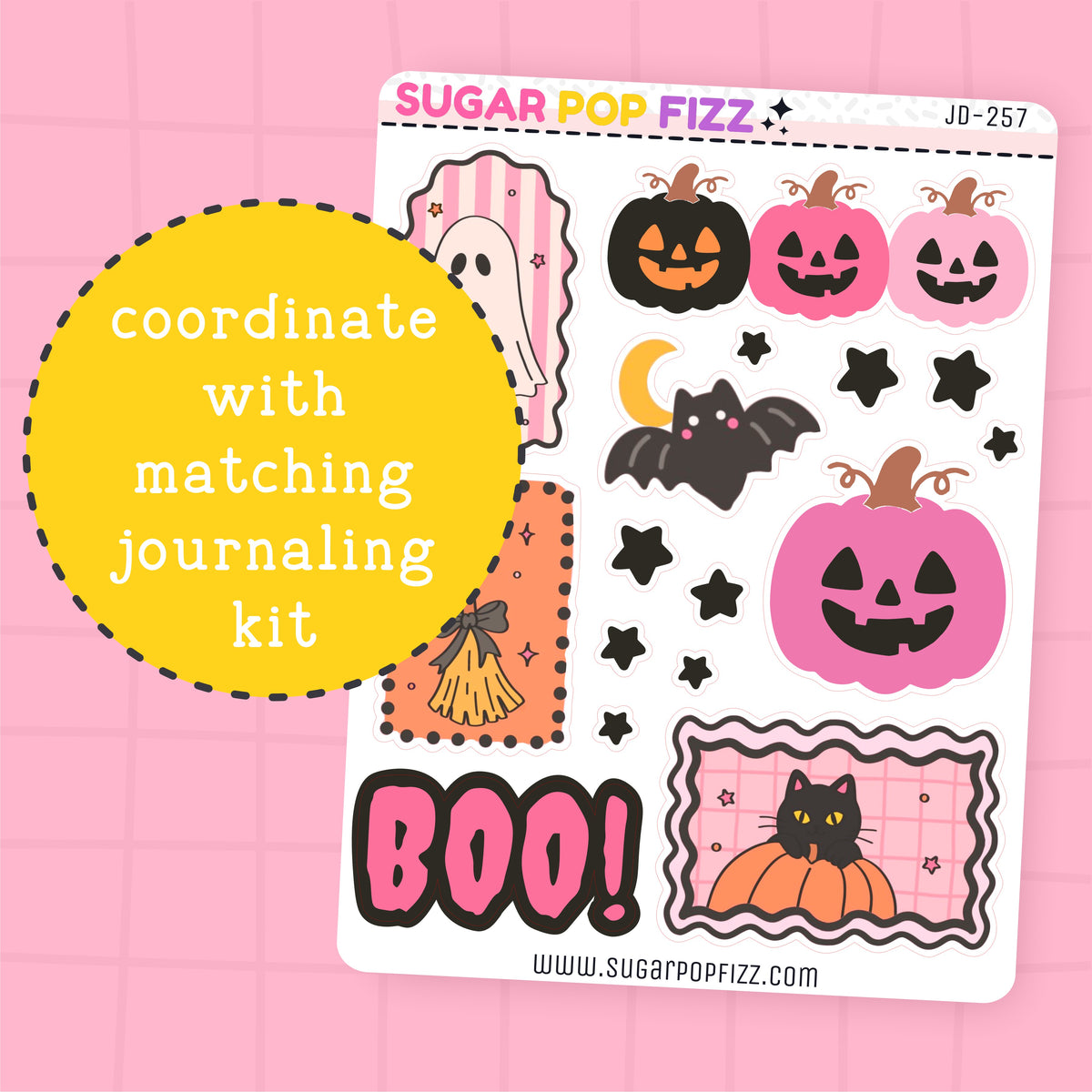 Pink Halloween Journaling Deco Stickers - JD258