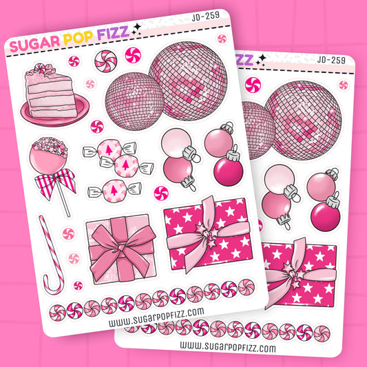 Pink Peppermint Journaling Deco Stickers - JD259