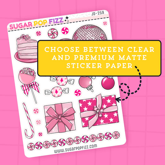 Pink Peppermint Journaling Deco Stickers - JD259