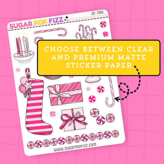 Pink Peppermint Journaling Deco Stickers - JD260