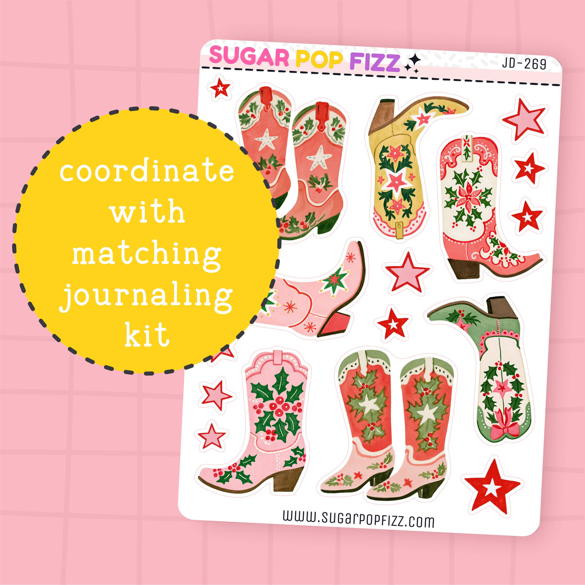 Holiday Boots Journaling Deco Stickers - JD269