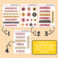 Set of days of the week stickers on a beige background with text 'Choose a coordinating days of the week sticker sheet'.