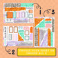 Set of planner stickers with various designs on a peach background