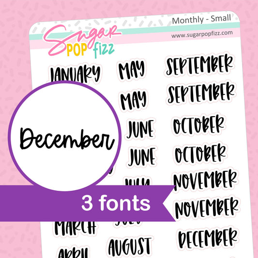 Monthly Script Stickers - SMALL