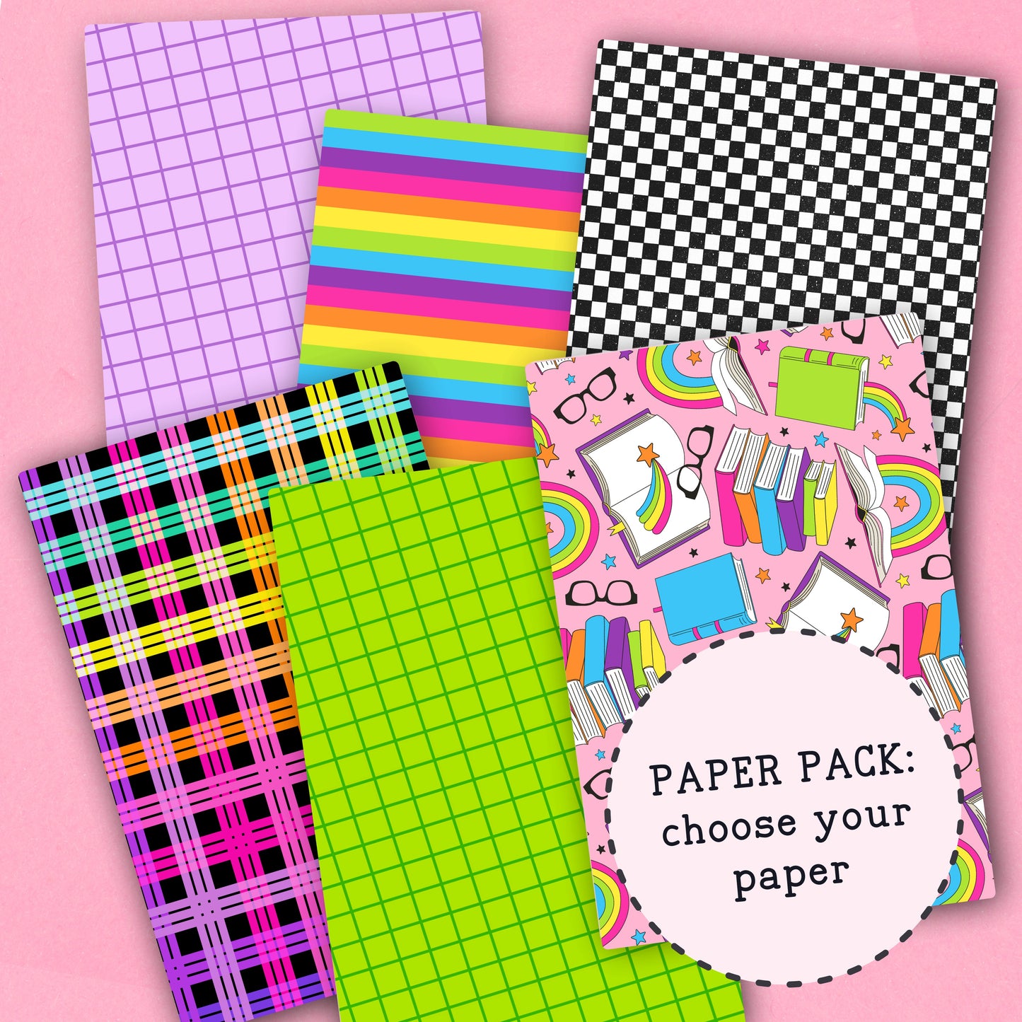 Bookish Rainbow Paper Pack - choose your paper - PPK101