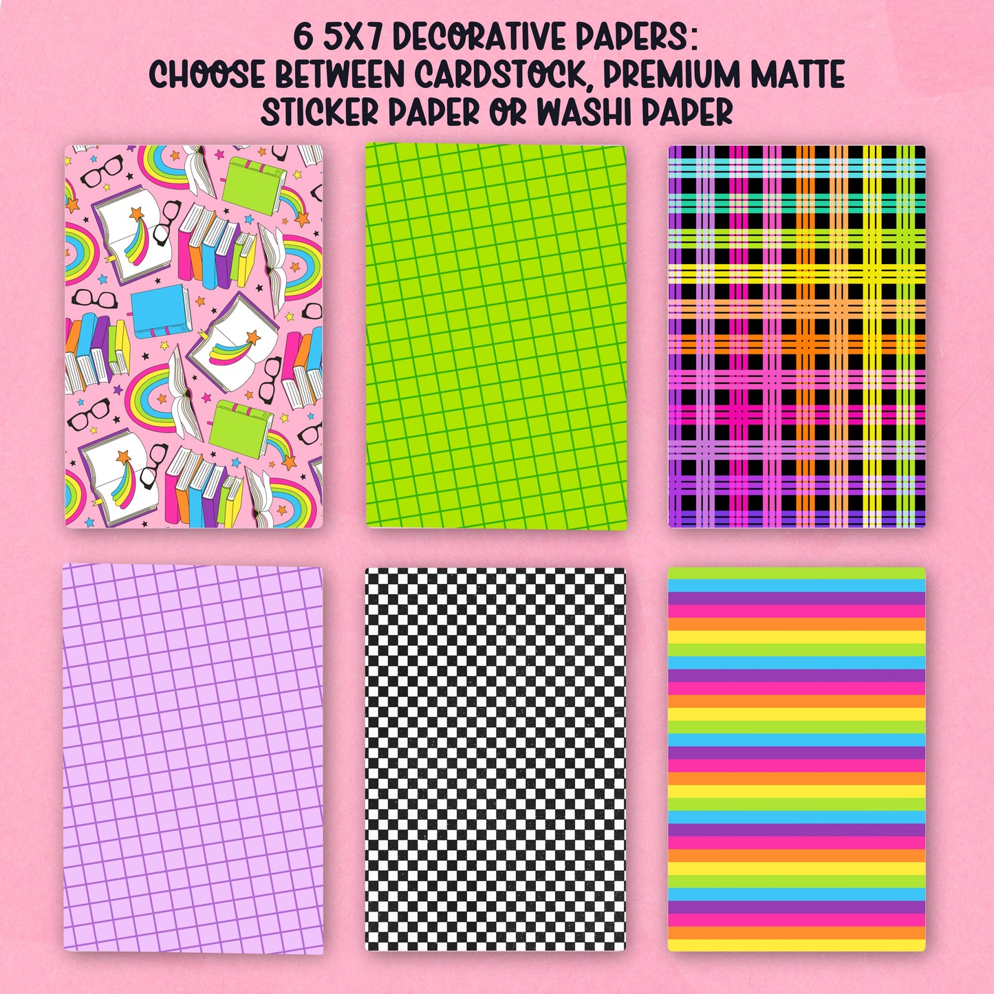 Bookish Rainbow Paper Pack - choose your paper - PPK101