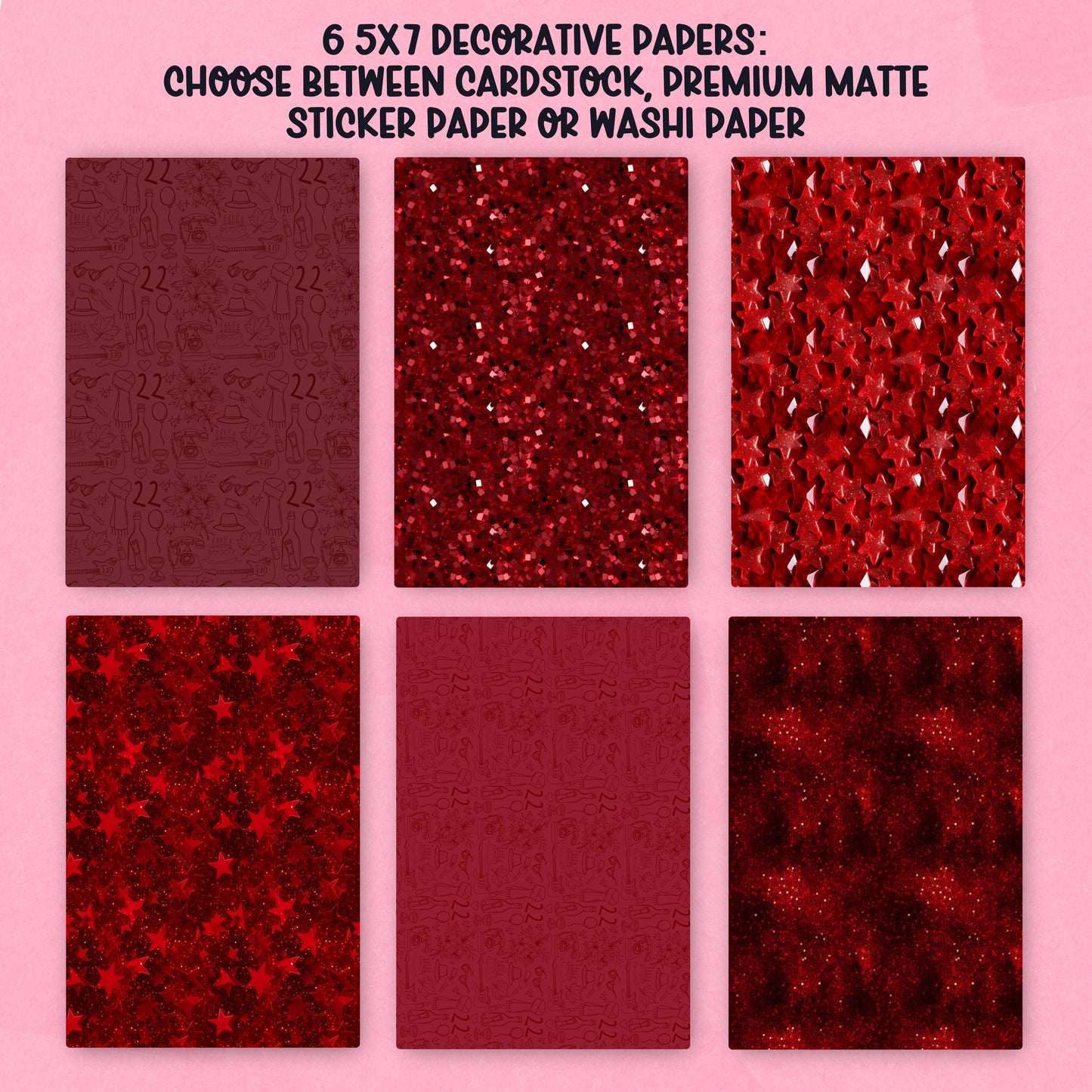 RED Paper Pack - choose your paper - PPK116