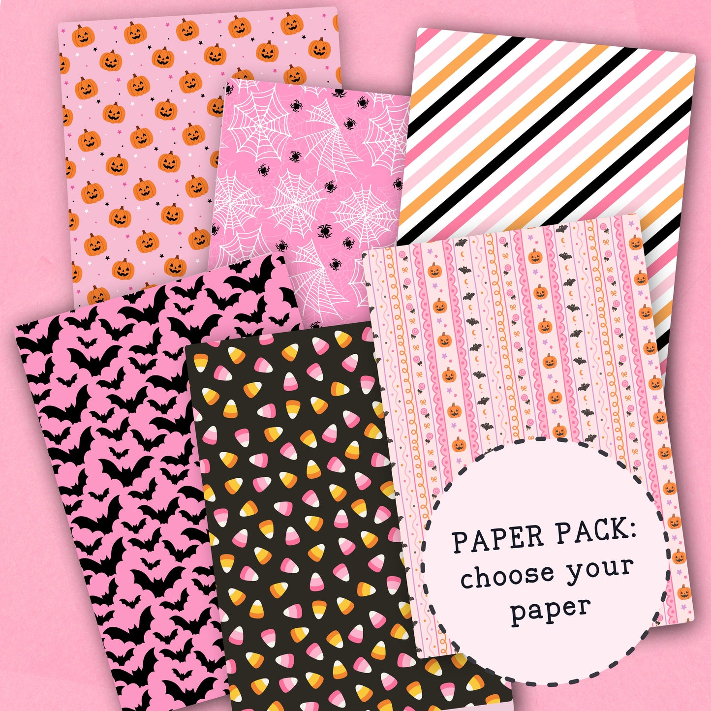 Pink Halloween Paper Pack - choose your paper - PPK135