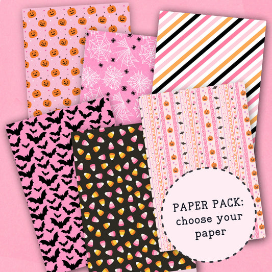 Pink Halloween Paper Pack - choose your paper - PPK135