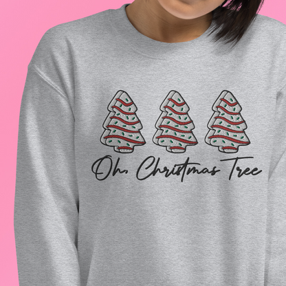 Christmas Tree Cake Crew Neck Embroidered Sweatshirt