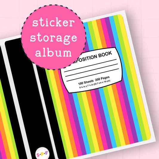 Rainbow Stripe - Sticker Storage Album - 6x8 or 4x6